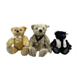 Three Steiff bears 'The Yorkshire Rose Bear', blond 25cm, 'Steiff Club Event Teddy Bear 2003, black 21cm, with certificate and 'The Armistice Centenary Bear' 28cm (3)