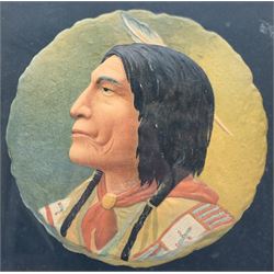 A Native American embossed print, in oak frame 43cm x 43cm 