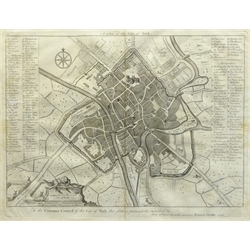 18th century Francis Drake (1696-1771) Plan of the City of York, from the History and Antiquities of the City of York pub.1736, 32cm x 41.5cm
