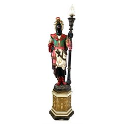 Standard lamp in the form of a  Moorish courtier holding a light in the form of a torch staff, H200cm