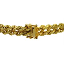 9ct gold double row rope twist link bracelet, Sheffield 1978