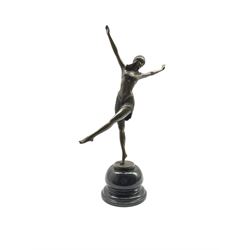 Art Deco style bronze figure of a dancer after 'Chiparus', with foundry mark, H45.5cm overall