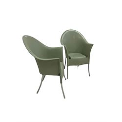 Pair of 'Lord Yo' chairs for Aleph by Starck in green plastic 