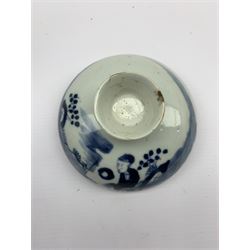 18th/ 19th century Chinese porcelain blue and white jar and cover decorated with figures H14cm, pair of 18th century Chinese Export blue and white plates with gilt highlights, Japanese blue and white bowl, 19th century transfer printed dish and small tureen