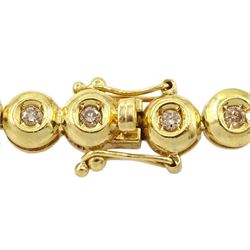 18ct gold bezel set round brilliant cut fancy champagne diamond bracelet, total diamond weight approx 1.00 carat