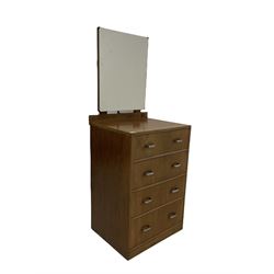 Heals dressing chest, the raised mirror back over four drawers to base 