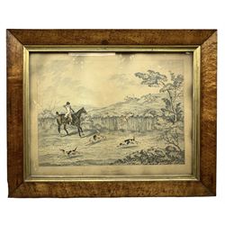 Circle of Charles Hunt (British 1803-1877): 'Gone Away!', watercolour and pencil unsigned, housed in birds eye maple frame 27cm x 38cm  
Provenance: 3rd Earl of Feversham