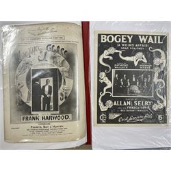 An album of Victorian and later sheet music covers, mainly Rag-Time to include The Burglar Rag, Rag-Time Violin, Russian Rag, Charlie Chaplin's Frolics, Mickey Mouse, Lucky Black Cat and many others (approx 50, plus later printed covers) Provenance: From the Estate of a Local private collector