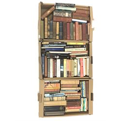 Three boxes of assorted books including novels, biographies, travel etc