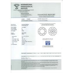 18ct white gold single stone round brilliant cut diamond ring, hallmarked, diamond 1.01 carat, with International Gemological Institute report