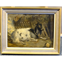 John Ritchie (British 1828-1905): Reclining Goat, oil on canvas signed 33cm x 45cm
