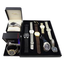 Collection of wristwatches including three Skagen, Corvette, Accurist chronograph, Sekonda tachymeter and three Rotary's  
