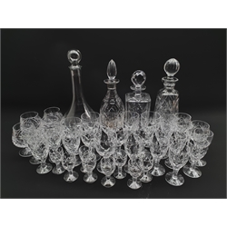 Part set of Stuart crystal table glass (25)  other cut glass and four decanters