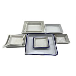 Ten photographic developing trays including ceramic Granitine examples etc