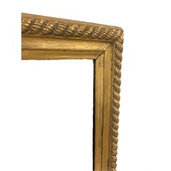 19th century design large gilt framed wall mirror, rectangular bevelled plate, the frame decorated with a rope-twist style border