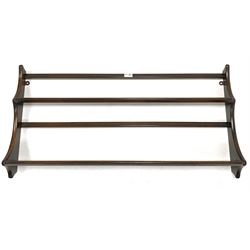 Ercol elm wall mounted two tier plate rack (W97cm, H50cm) 