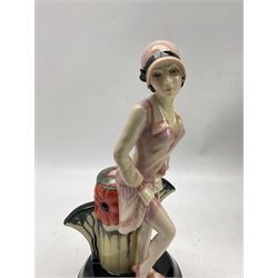 Peggy Davies limited edition 'The Clarice Cliff Centenary Figure', in typical Art Deco style, with box and certificate H28cm