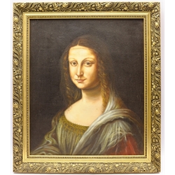 Italian School (20th century): Portrait of a Lady, overpainted print on canvas 54cm x 45cm