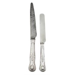 Twenty three Victorian Kings pattern silver handled table knives London 1841 with replacement blades and a matching bread knife  Provenance:  3rd Earl of Feversham