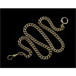 Early 20th century 15ct gold watch chain with clip and spring ring clasp, each link stamped 15.625, approx 42.9gm