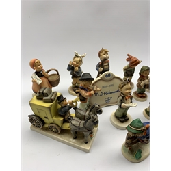 Collection of thirteen Goebel figures, Goebel musical box and a sixtieth anniversary Goebel plaque