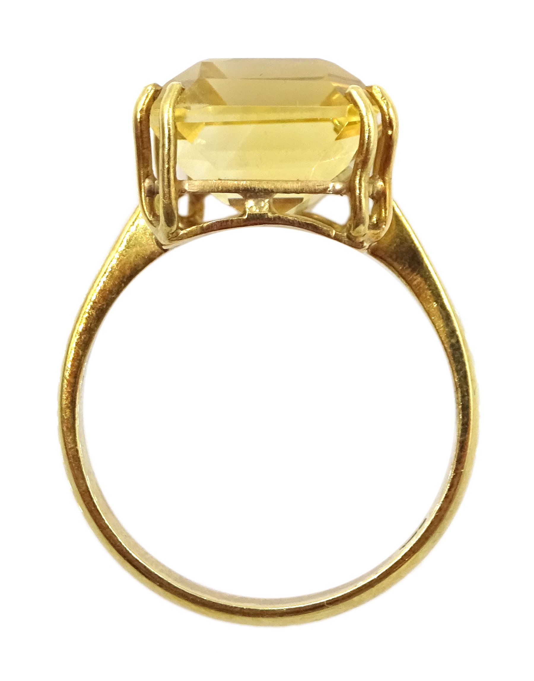 DS 18ct gold emerald cut citrine ring, stamped 750 and a 17ct gold ...