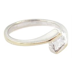 18ct white gold single stone, tension set princess cut diamond ring, hallmarked, diamond approx 0.30 carat