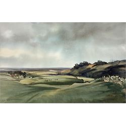 John Barrie Haste (British 1931-2011): 'Brimham Rocks towards Pateley', watercolour signed, titled and dated 1972 on label verso 47cm x 72cm