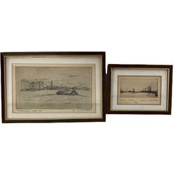 Roland Batchelor (British 1889-1990): 'London River Gravesend' and 'London River-circa 1950' limited edition etchings 2/40 and 1/40 respectively, max 20cm x 13cm (2)
