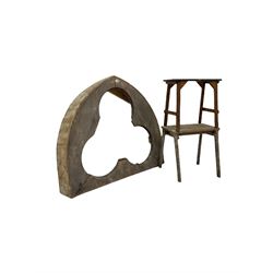 Wooden garden arch mould (W119cm, H100cm) together with two small rectangular tables (H48cm)