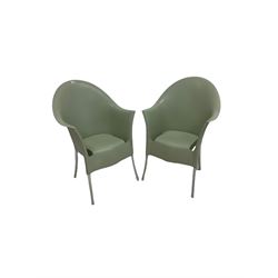 Pair of 'Lord Yo' chairs for Aleph by Starck in green plastic 