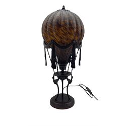 Bronzed effect table lamp in the form of a hot air balloon