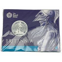 The Royal Mint Britannia 2015 UK fifty pounds fine silver coin, on card