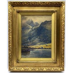 John Cuthbert Salmon (British 1844 - 1917): Mountain Water Scene, watercolour on board signed 35cm x 25cm