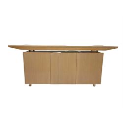 Barker & Stonehouse beech finish sideboard, fitted with three cupboards W210cm, H87cm, D50cm