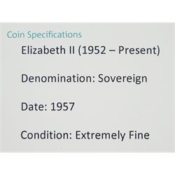 Queen Elizabeth II 1957 gold full sovereign coin