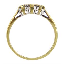 9ct gold three stone diamond ring, hallmarked 
