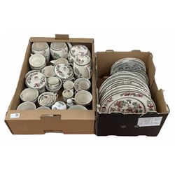 Johnson Bros England 'Indian tree' pattern part dinner and tea ware service, to include coffee cans, tea cups and saucers etc, in two boxes 