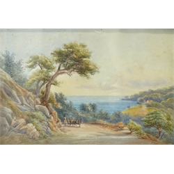 Continental School (19th century): Horse and Cart on a Hillside Pass, watercolour signed with initials EW and dated 1888, and Botanical Studies, pair 19th century watercolours unsigned, max 27cm x 41cm (3)