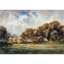 Thomas 'Tom' Dudley (British 1857-1935): 'Yorkshire Farmstead', watercolour signed and titled 24cm x 34cm