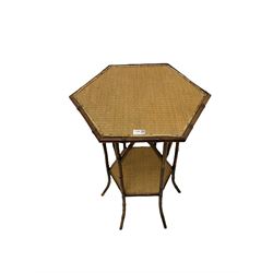 Hexagonal bamboo two tier occasional table 