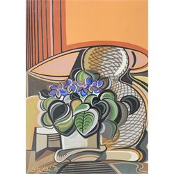 English School (20th century): Psychedelic Flowers in a Vase, gouache signed StClair dated '75, 30cm x 21cm