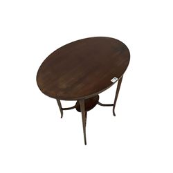 Edwardian mahogany occasional table, the oval top over one under-tier, raised on square tapering supports 