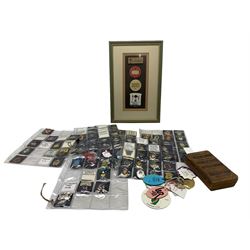 Collection of approx eighty Australian enamel racecourse badges including Illawarra Turf Club, Moonee Valley, Port Augusta etc, card badges, The Sporting Chronicle Flat Racing Edition 1937 and a frame of Ryder Cup and Masters Tournament badges