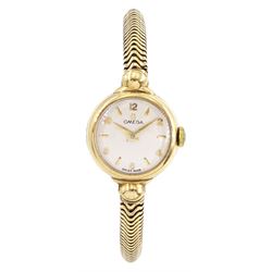 Omega ladies 9ct gold manual wind wristwatch, Cal. 244, on 9ct gold bracelet, both hallmarked Birmingham 1955