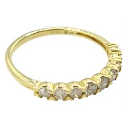 9ct gold round brilliant cut diamond half eternity ring, hallmarked 