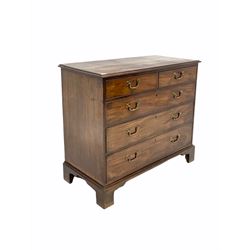 George III mahogany chest fitted with two short over three long drawers, raised on bracket supports W108cm, H93cm, D52cm