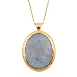 18ct rose gold single stone opal pendant necklace, opal approx 31.80 carat