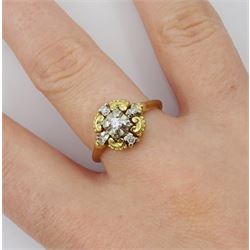 18ct white and yellow gold five stone round brilliant cut diamond dress ring, stamped