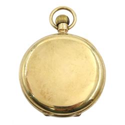 Early 20th century 9ct gold open face keyless lever pocket watch by James Walker 'To the Admiralty', London, white enamel dial with subsidereary seconds dial, case makers mark E H, London 1923